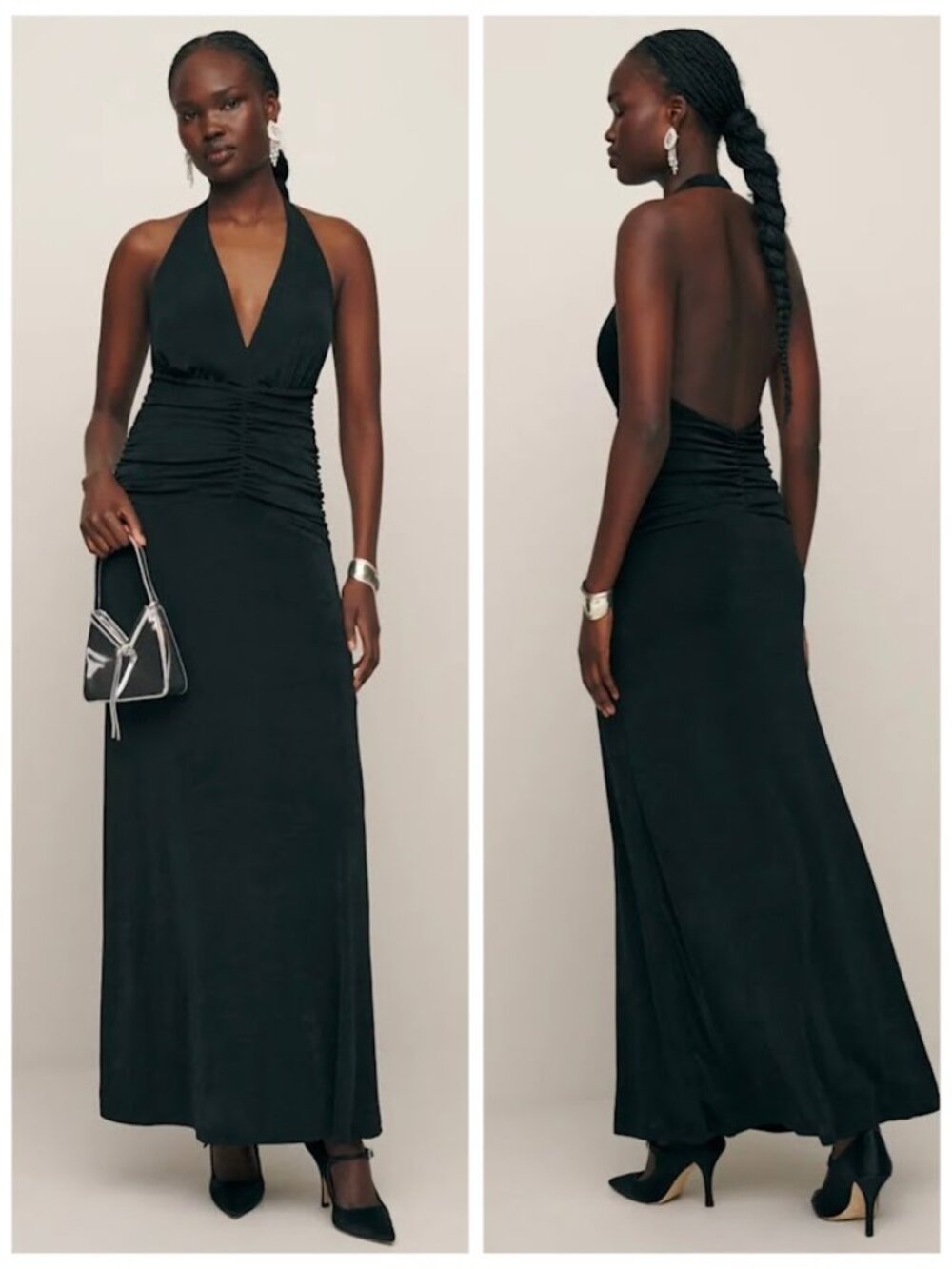 NWT Reformation Everlynn Knit Maxi Dress Halter Black Small